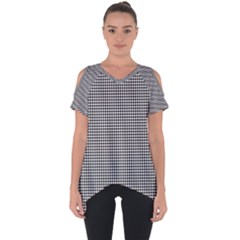 White Dots On Black Cut Out Side Drop Tee