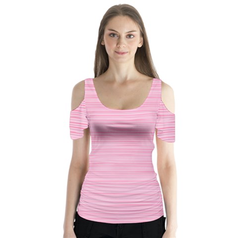 Pink Knitted Pattern Butterfly Sleeve Cutout Tee  by goljakoff