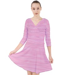 Pink Knitted Pattern Quarter Sleeve Front Wrap Dress by goljakoff