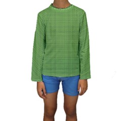 Green Knitted Pattern Kids  Long Sleeve Swimwear by goljakoff