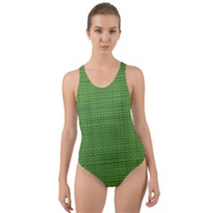 Green Knitted Pattern Cut-out Back One Piece Swimsuit by goljakoff