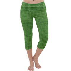 Green Knitted Pattern Capri Yoga Leggings by goljakoff