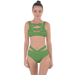 Green Knitted Pattern Bandaged Up Bikini Set  by goljakoff