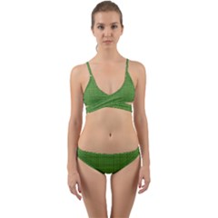 Green Knitted Pattern Wrap Around Bikini Set by goljakoff