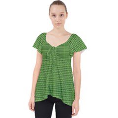 Green Knitted Pattern Lace Front Dolly Top by goljakoff