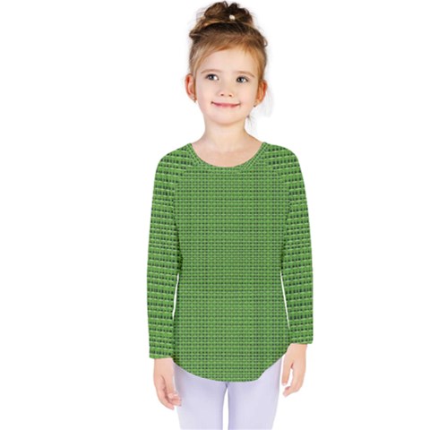 Green Knitted Pattern Kids  Long Sleeve Tee by goljakoff