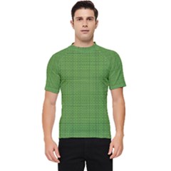 Green Knitted Pattern Men s Short Sleeve Rash Guard