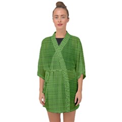 Green Knitted Pattern Half Sleeve Chiffon Kimono by goljakoff