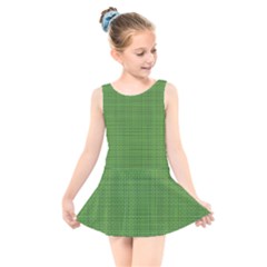 Green Knitted Pattern Kids  Skater Dress Swimsuit by goljakoff