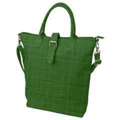 Green Knitted Pattern Buckle Top Tote Bag by goljakoff