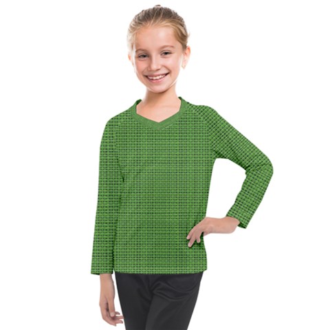 Green Knitted Pattern Kids  Long Mesh Tee by goljakoff