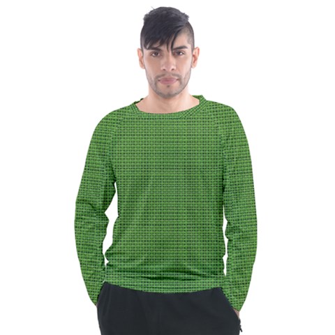 Green Knitted Pattern Men s Long Sleeve Raglan Tee by goljakoff