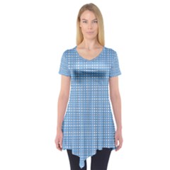 Blue knitted pattern Short Sleeve Tunic 