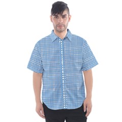 Blue knitted pattern Men s Short Sleeve Shirt