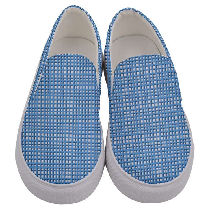 Blue knitted pattern Men s Canvas Slip Ons