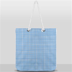 Blue knitted pattern Full Print Rope Handle Tote (Large)