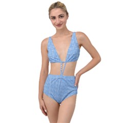 Blue knitted pattern Tied Up Two Piece Swimsuit