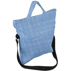 Blue knitted pattern Fold Over Handle Tote Bag