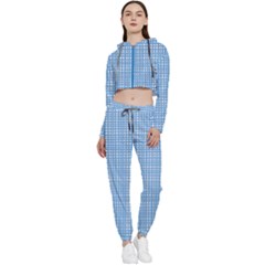 Blue knitted pattern Cropped Zip Up Lounge Set