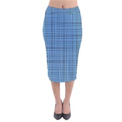 Blue Knitted Pattern Velvet Midi Pencil Skirt by goljakoff