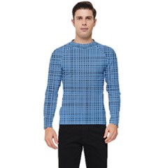 Blue Knitted Pattern Men s Long Sleeve Rash Guard by goljakoff