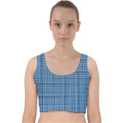 Blue Knitted Pattern Velvet Racer Back Crop Top by goljakoff