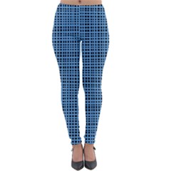 Blue Knitted Pattern Lightweight Velour Leggings by goljakoff