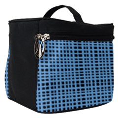 Blue Knitted Pattern Make Up Travel Bag (small) by goljakoff