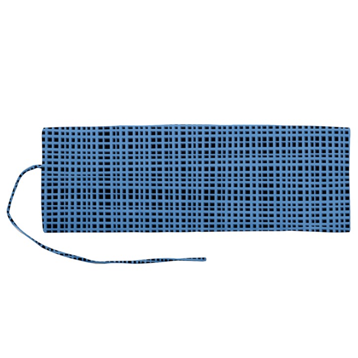 Blue knitted pattern Roll Up Canvas Pencil Holder (M)