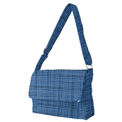 Blue Knitted Pattern Full Print Messenger Bag (m) by goljakoff