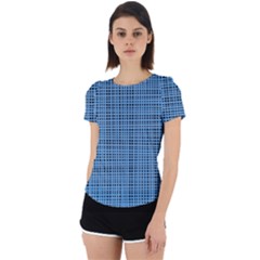 Blue Knitted Pattern Back Cut Out Sport Tee by goljakoff