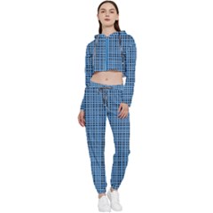 Blue Knitted Pattern Cropped Zip Up Lounge Set by goljakoff