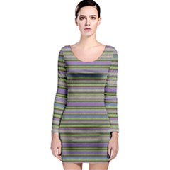 Line Knitted Pattern Long Sleeve Bodycon Dress by goljakoff