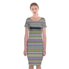 Line Knitted Pattern Classic Short Sleeve Midi Dress by goljakoff