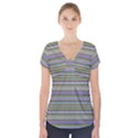 Line knitted pattern Short Sleeve Front Detail Top View1