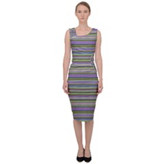 Line Knitted Pattern Sleeveless Pencil Dress by goljakoff