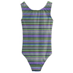 Line Knitted Pattern Kids  Cut-out Back One Piece Swimsuit by goljakoff