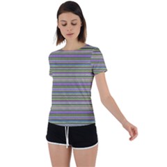 Line Knitted Pattern Back Circle Cutout Sports Tee by goljakoff