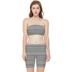 Line Knitted Pattern Stretch Shorts And Tube Top Set by goljakoff