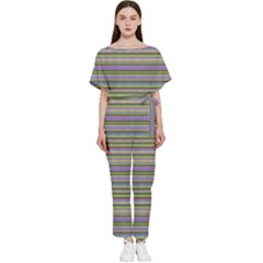 Line Knitted Pattern Batwing Lightweight Jumpsuit by goljakoff