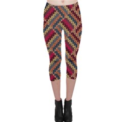 Zig Zag Knitted Pattern Capri Leggings  by goljakoff