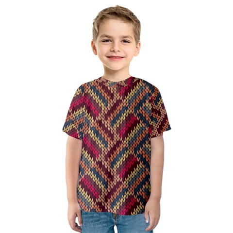 Zig Zag Knitted Pattern Kids  Sport Mesh Tee by goljakoff