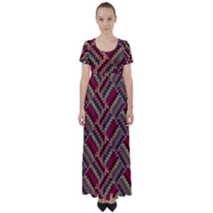 Zig Zag Knitted Pattern High Waist Short Sleeve Maxi Dress by goljakoff