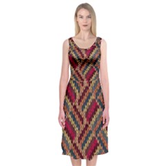 Zig Zag Knitted Pattern Midi Sleeveless Dress by goljakoff