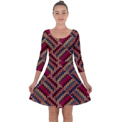 Zig Zag Knitted Pattern Quarter Sleeve Skater Dress by goljakoff