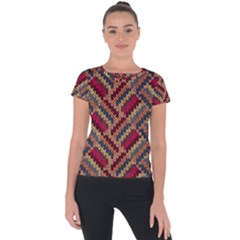 Zig Zag Knitted Pattern Short Sleeve Sports Top  by goljakoff