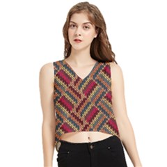 Zig Zag Knitted Pattern V-neck Cropped Tank Top by goljakoff