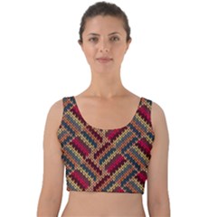 Zig Zag Knitted Pattern Velvet Crop Top by goljakoff