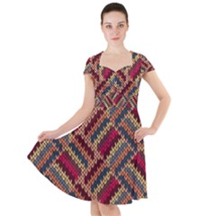 Zig Zag Knitted Pattern Cap Sleeve Midi Dress by goljakoff