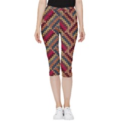 Zig Zag Knitted Pattern Inside Out Lightweight Velour Capri Leggings  by goljakoff